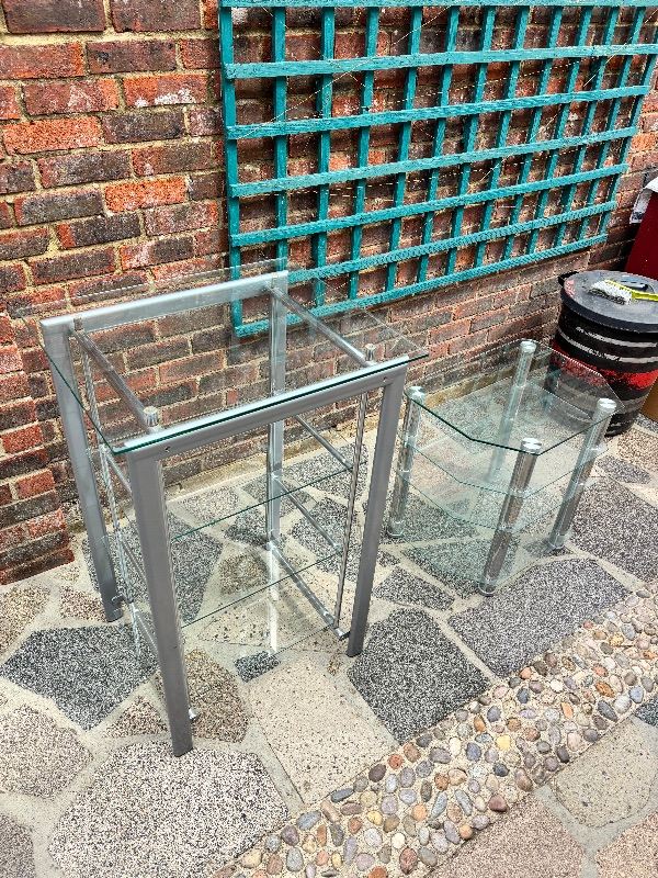Pair of Glass & Metal Side Tables – Good Condition
