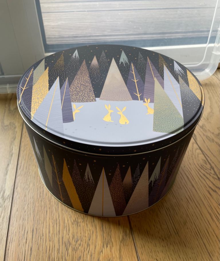 Sara Miller London Decorative Tin Box with modern Winter woodland motif