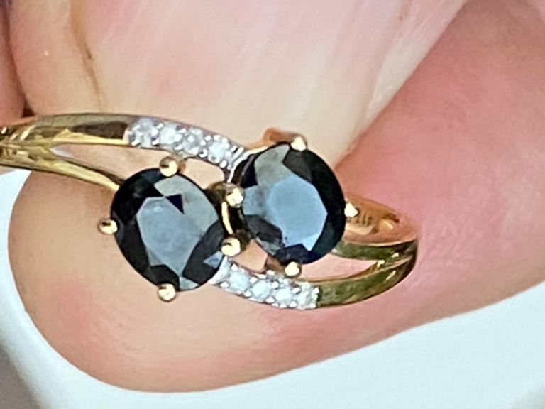 New Australian Blue Sapphire Ring with Diamond Accent Stones