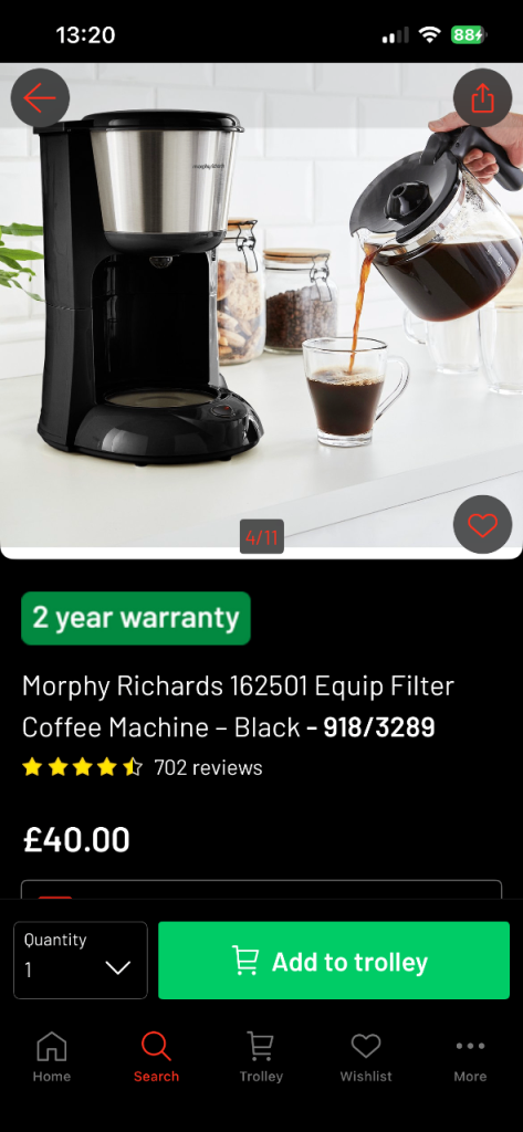 Morphy Richard’s coffee maker 