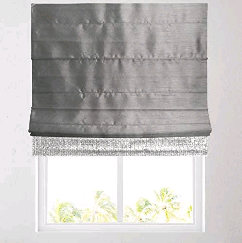 Silver Grey Sequin Border Lined Roman Blind 121cm Width