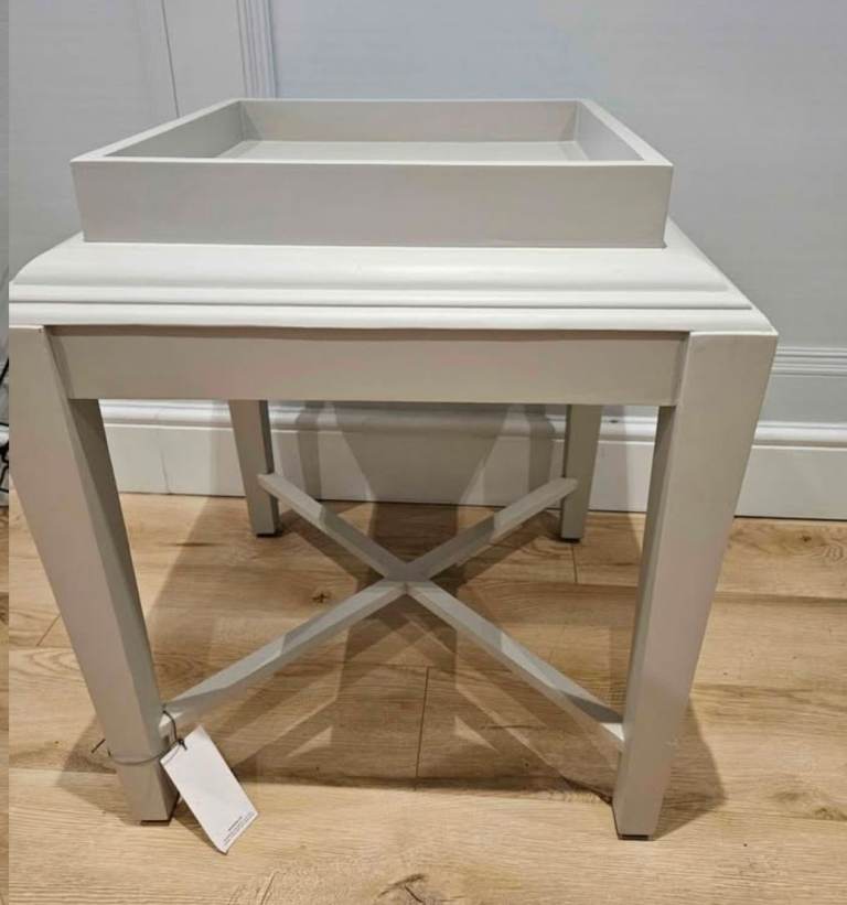  Nearly New Grey Wooden Side Table with Removable Tray Top
