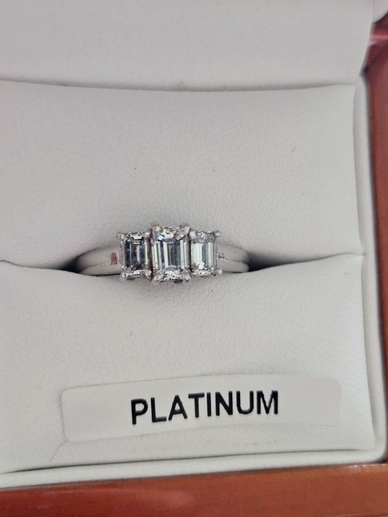 Diamond Ring - Emerald Cut Diamonds on Platinum Band