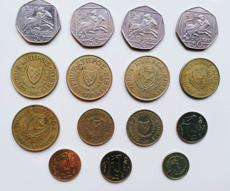 A set of old Cyprus coins