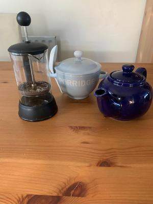 Coffee Press, Porridge Bowl, and Teapot – Good Condition
