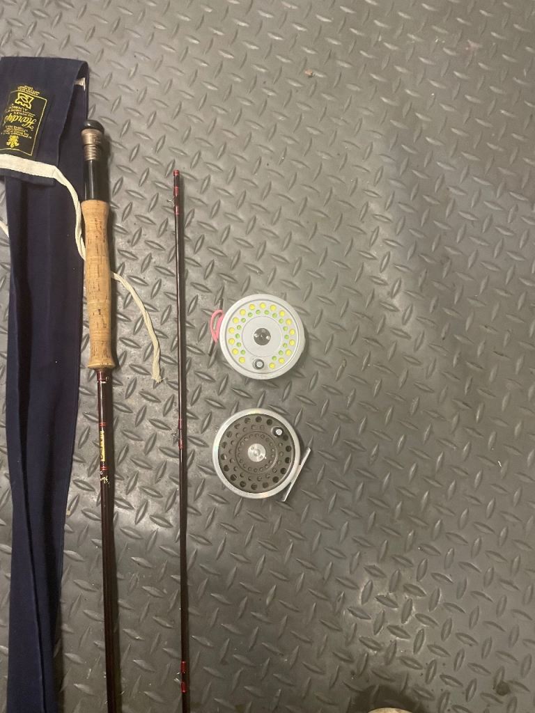 9 foot Hardy fly rod and 2 Hardy fly reels 1 with line 