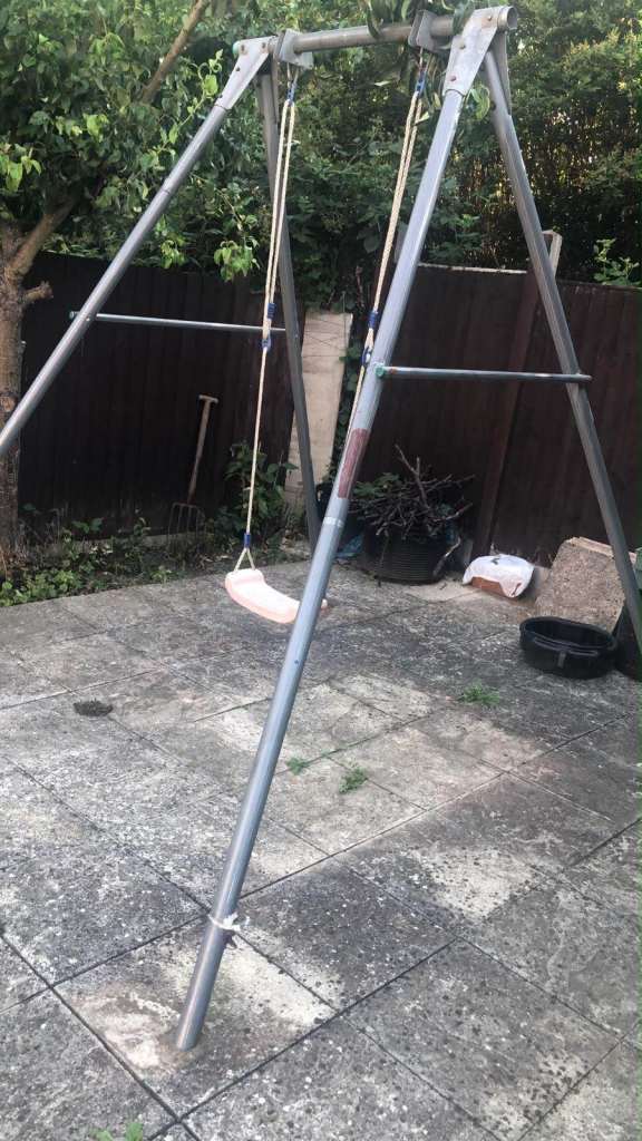 Kids Garden Swing Set – Grey, Fair Condition