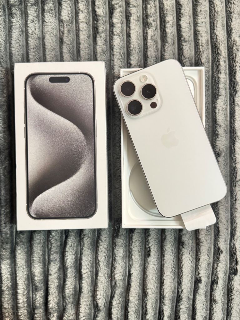 image for Apple iPhone 15 Pro White Titanium 128GB Unlocked With Box Excellent Condition