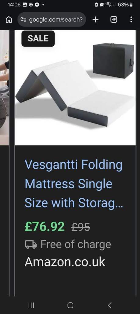 new vesgantti folding single mattress £35