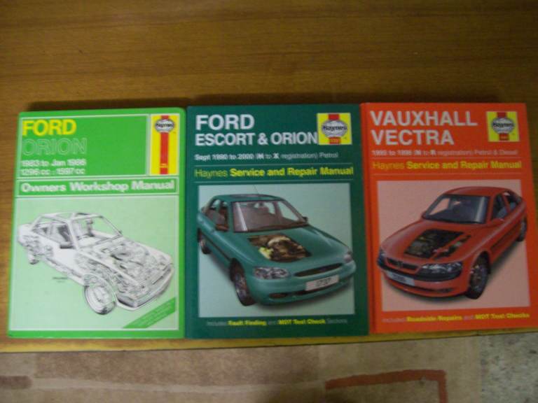 Haynes Manuals x3,Ford Orion 1009,Ford Escort & Orion 1737, Vauxhall Vectra 3396