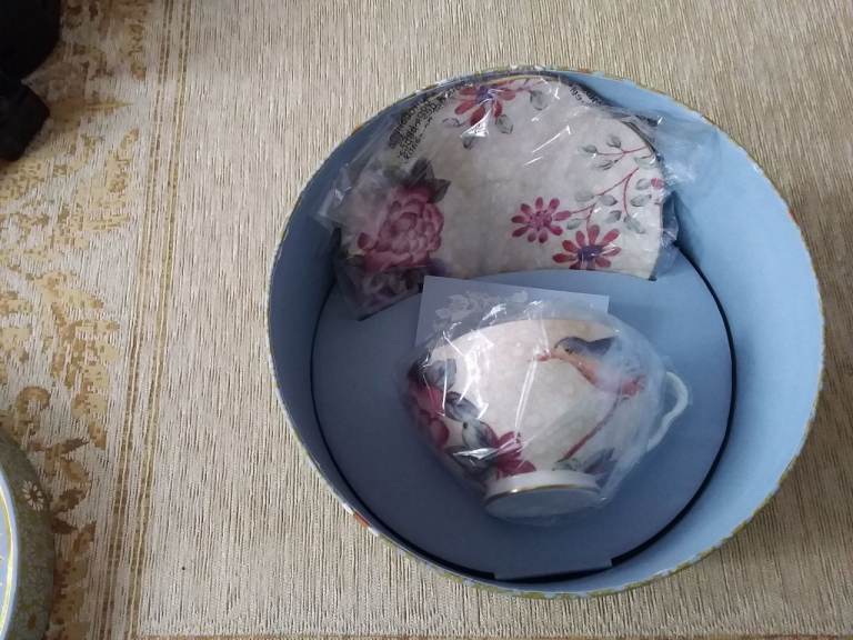 Wedgwood Tea Story Cup and Saucer Cuckoo Design Boxed