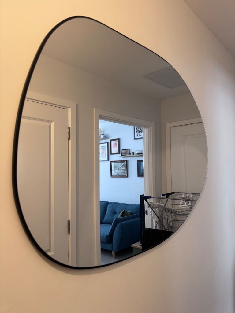 Large Organic Shape Wall Mirror – Black Frame