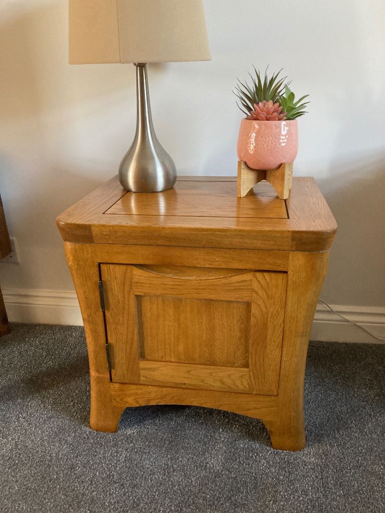 Orrick Solid Oak Bedside Table with Storage Oak Furniture Land 