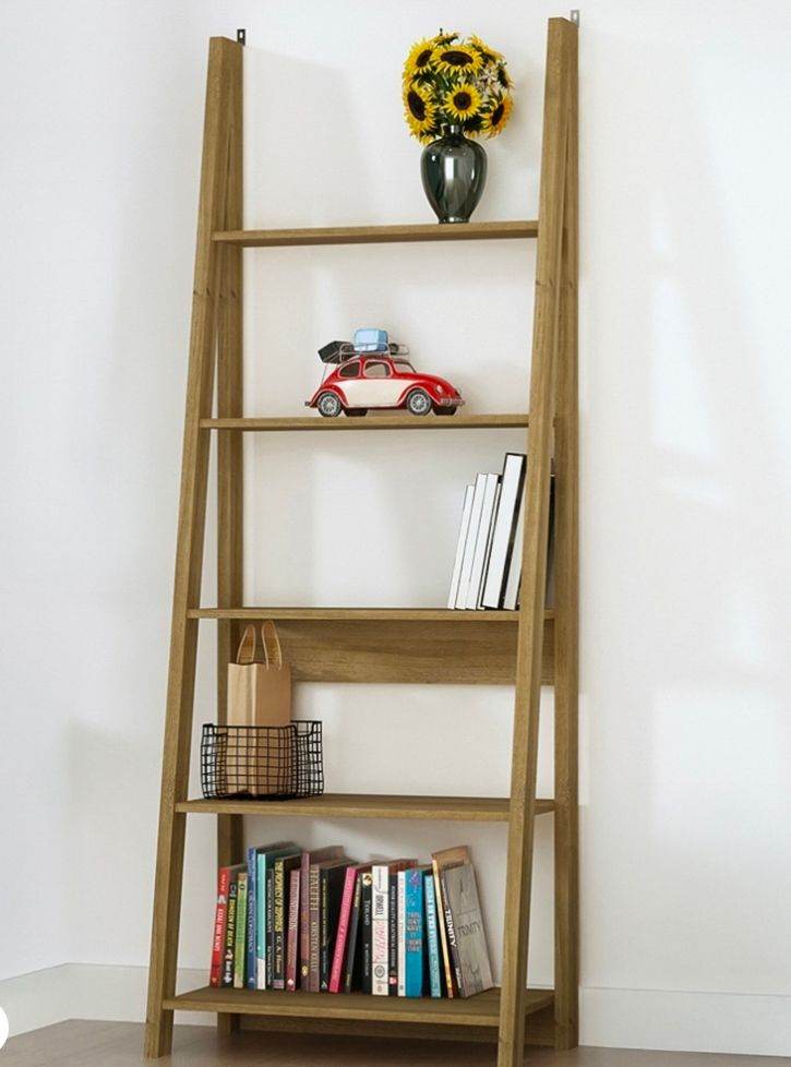  5 Shelf Oak Ladder Bookcase 