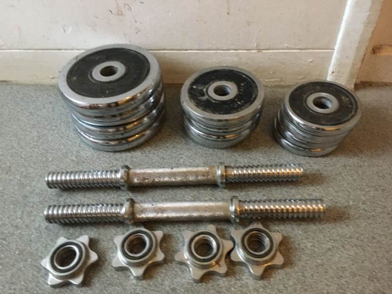 Set of Dumbbells with Chrome Weights Marcy 