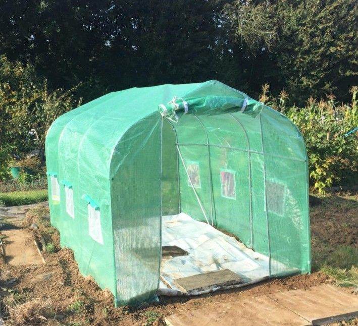 3x2 Meters Green Polytunnel Greenhouse with Steel Frame and PE Cover