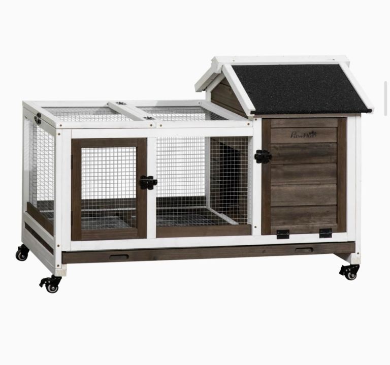 PawHut Wooden Rabbit Hutch Guinea Pig Cage 108 x 58 x 73.5cm Brown