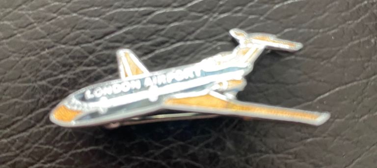 Vintage London Airport Plane Pin Badge