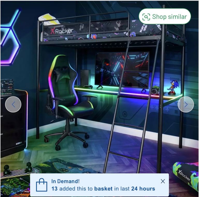 X Rocker HQ RGB LED Gaming High Sleeper Bed with Desk