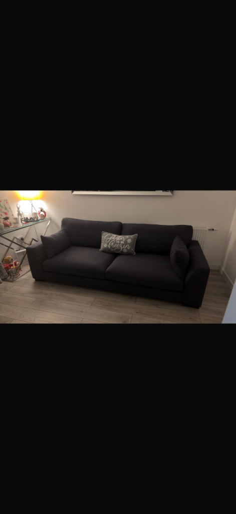 DFS Navy Blue Fabric Sofa – Great Condition
