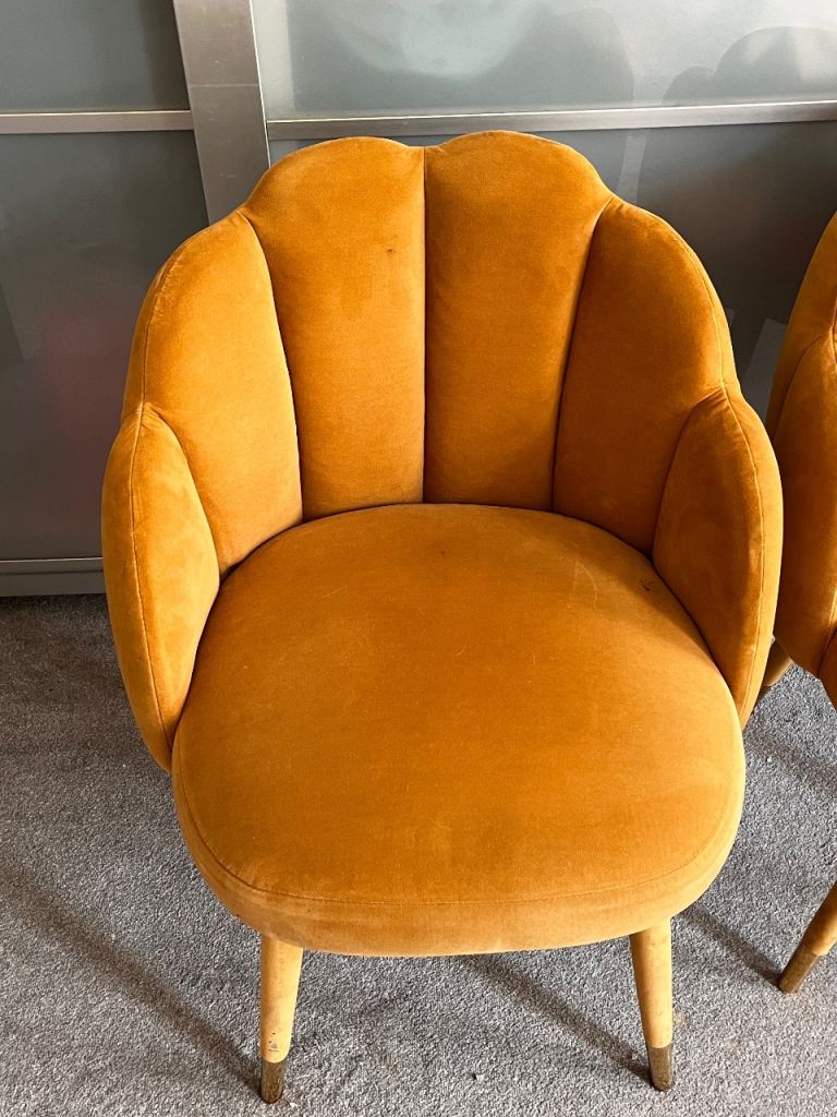 Stylish Orange Velvet Armchair – Good Condition