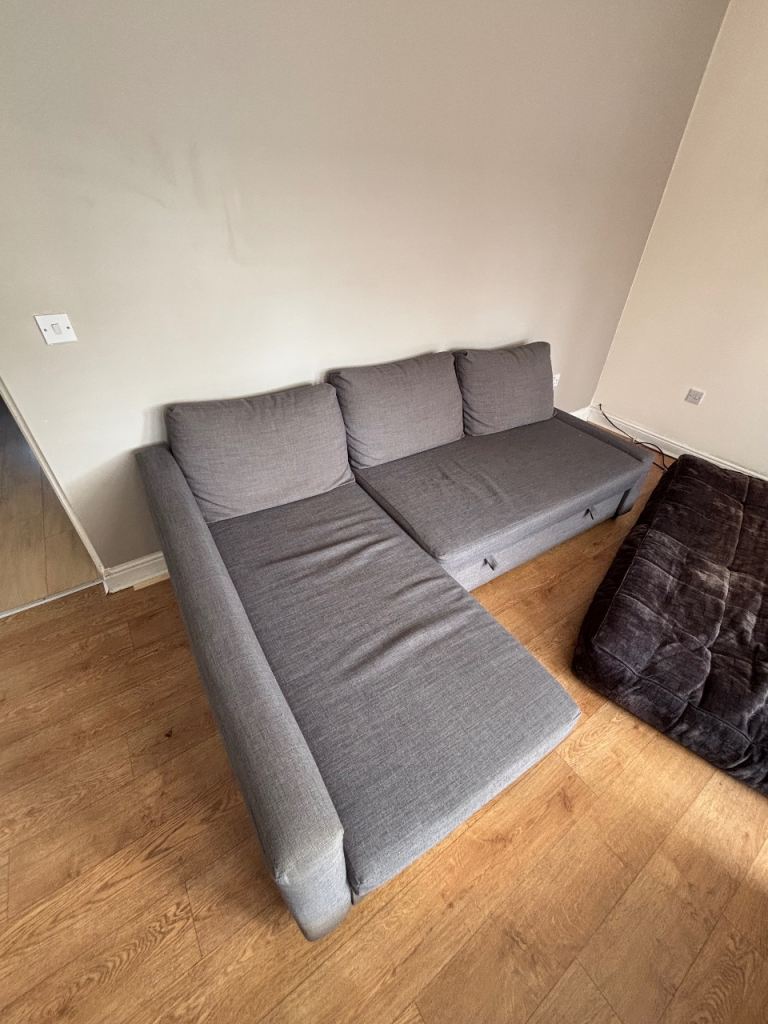 Grey Corner Sofa Bed with Storage – Good Condition