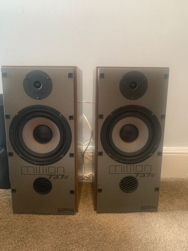 Mission 737R Speakers - Classic Brown Wood Finish, Good Condition