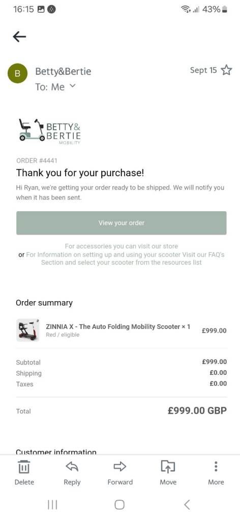 Mobility scooter auto folding 