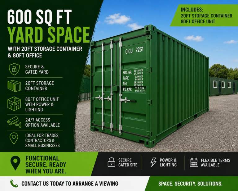  600 SQ FT YARD TO LET – BLACKHEATH + OFFICE 