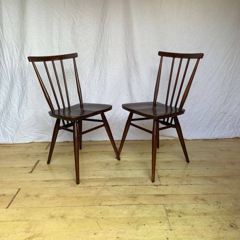 Pair of mid century vintage Ercol 391 two dining chairs 