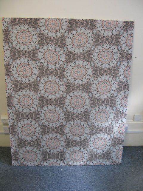 2 Panels or backgrounds . Made of wooden frame and covered by fabric