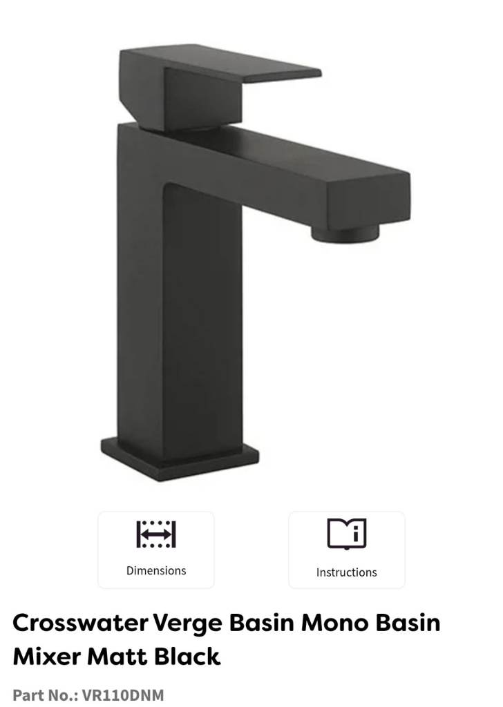 CROSSWATER BATH MIXER SHOWER AND BASIN TAP MATT BLACK BRAND NEW VR422DM VR110DNM 