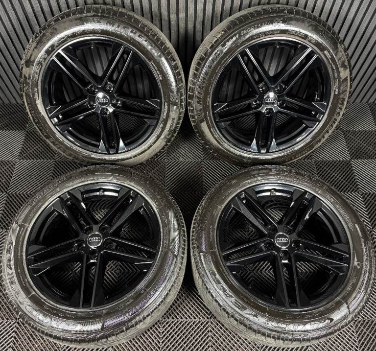 19'' GENUINE AUDI Q5 BLACK 5 DOUBLE SPOKE S LINE ALLOY WHEELS TYRES ALLOYS