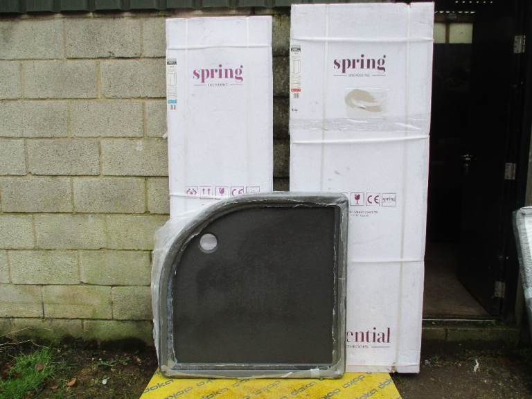 Slate Effect 1000mm Quadrant Shower Tray With 1000mm x 1900mm Quadrant Enclosure