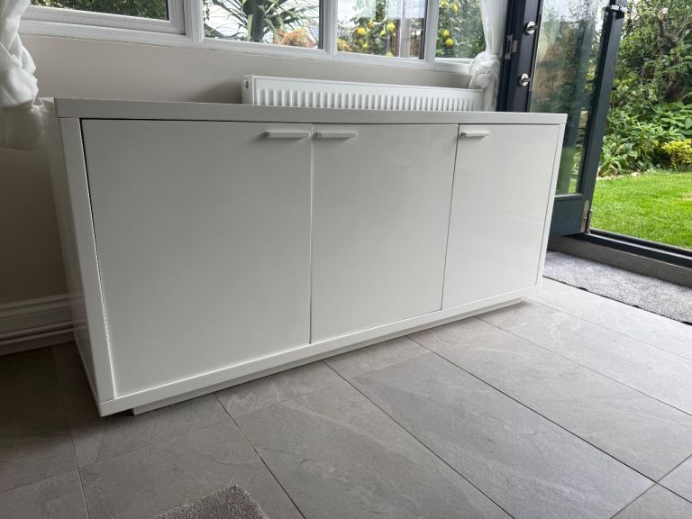 Large white high gloss solid sideboard 