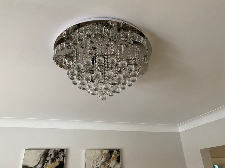Modern Crystal Chandelier Ceiling Light – Good Condition