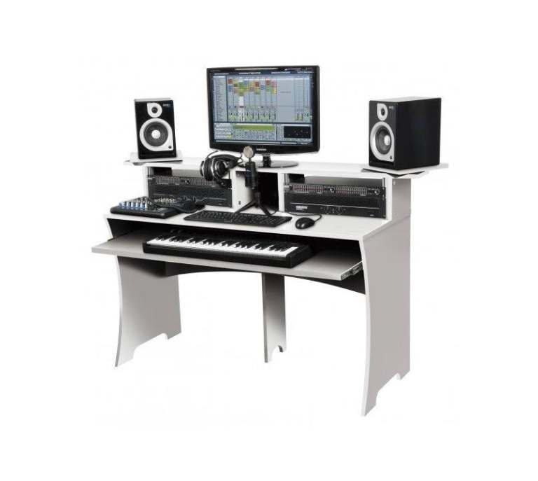 Glorious Workbench in White - Music Studio Desk Rack 19" Rack