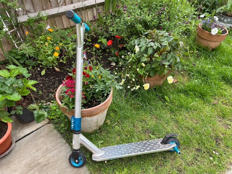 Kids Scooter – Silver and Blue, Good Condition