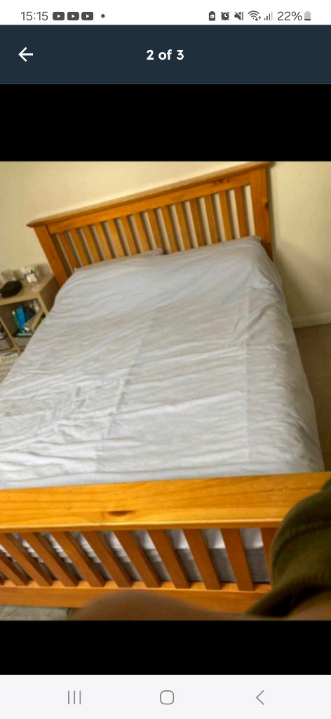 Solid wood pine double bed frame 