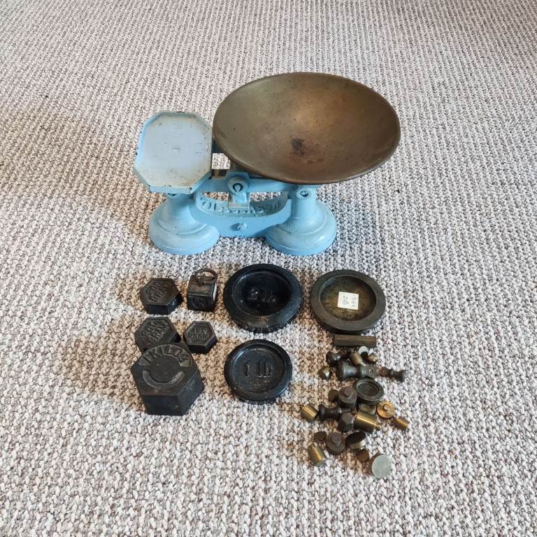 Weighing Scales & Weights Blue Bronze Vintage Cast Iron 