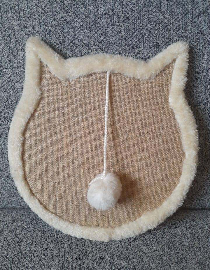 Cat Head Shape Cat Scratcher Pompom Toy
