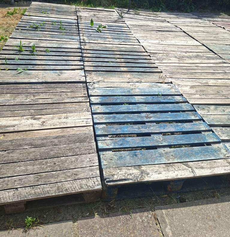 Free Used Wooden Pallets for Garden or DIY Projects – Weathered