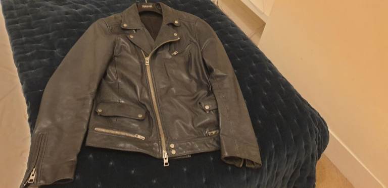 AllSaints CLAF Calf Leather Jacket – Celebrity Clay – XL – Excellent Condition
