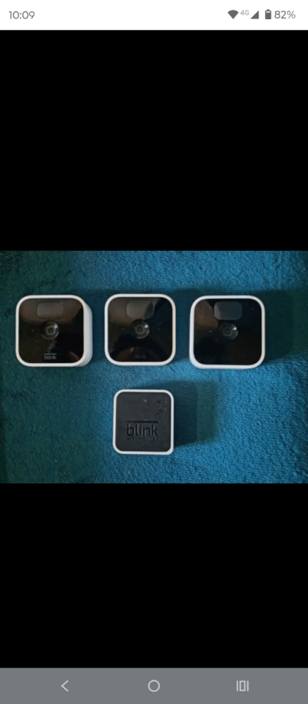 three blink wireless cameras and sync module 2 used