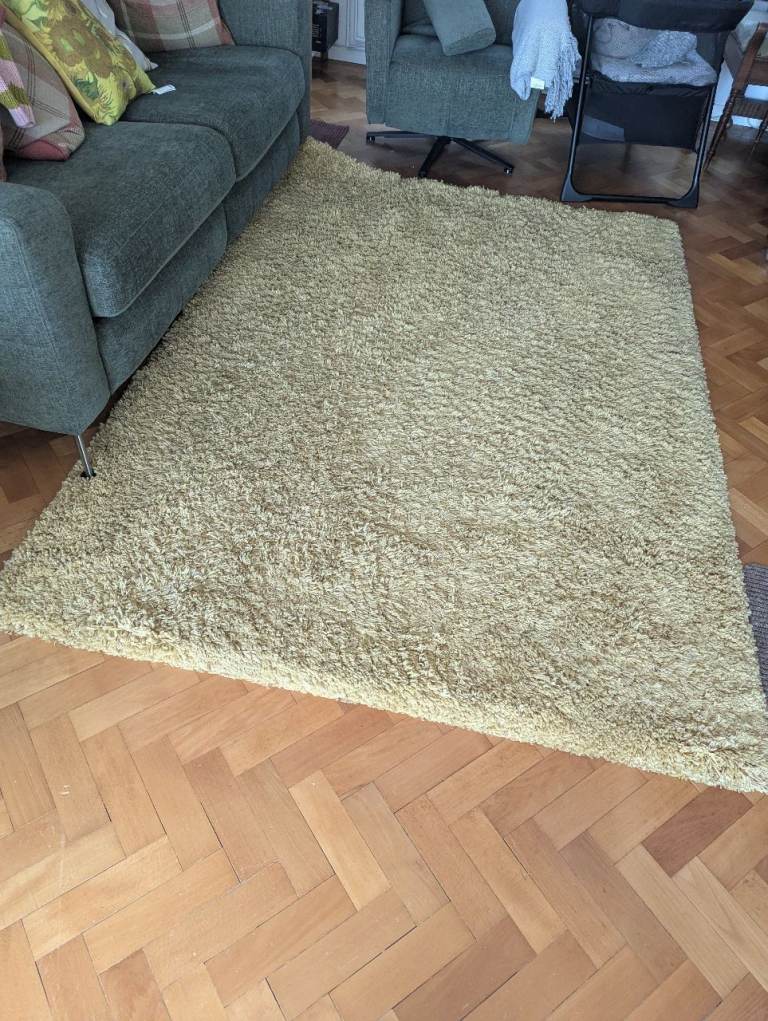 160 x 230cm shaggy rug ochre mustard colour 