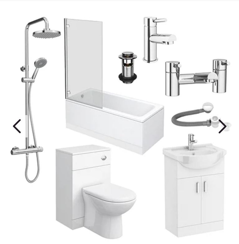 image for Complete bathroom suite bath , taps , toilet, basin on offer 