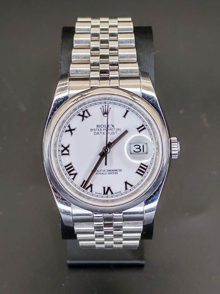 Rolex Datejust 36 116200 Roman Dial Jubilee Bracelet Box & Paper