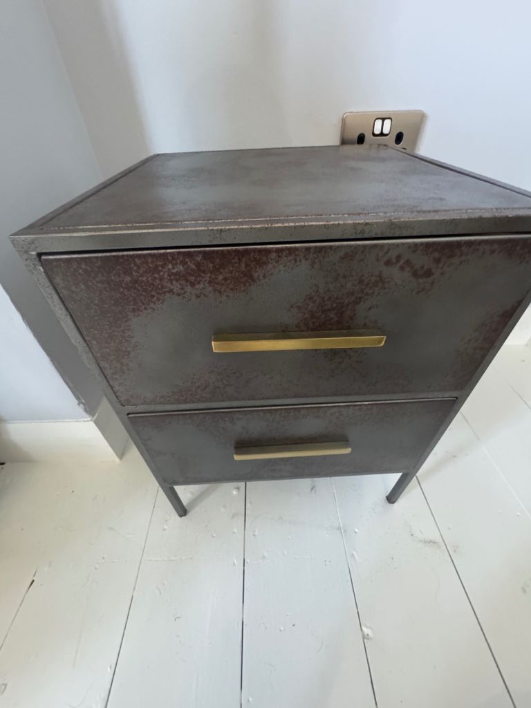 Pair of Industrial Style Metal Bedside Table with 2 Drawers