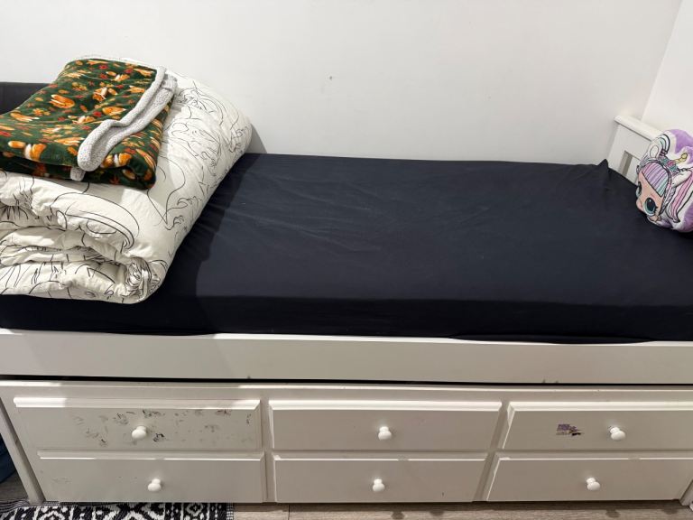 White Day Bed with Storage Drawers - Fair Condition