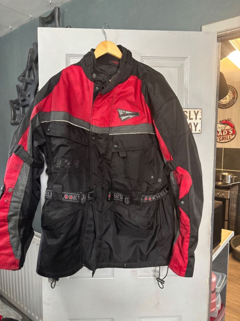 Lookwell Motorcycle Jacket - Black and Red, Size XXL, Good Condition